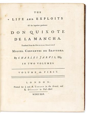 Cervantes, Miguel de (1547-1616) Don Quixote de la Mancha. [bound with] Mayans y Siscars The Life of Michael de Cervantes.